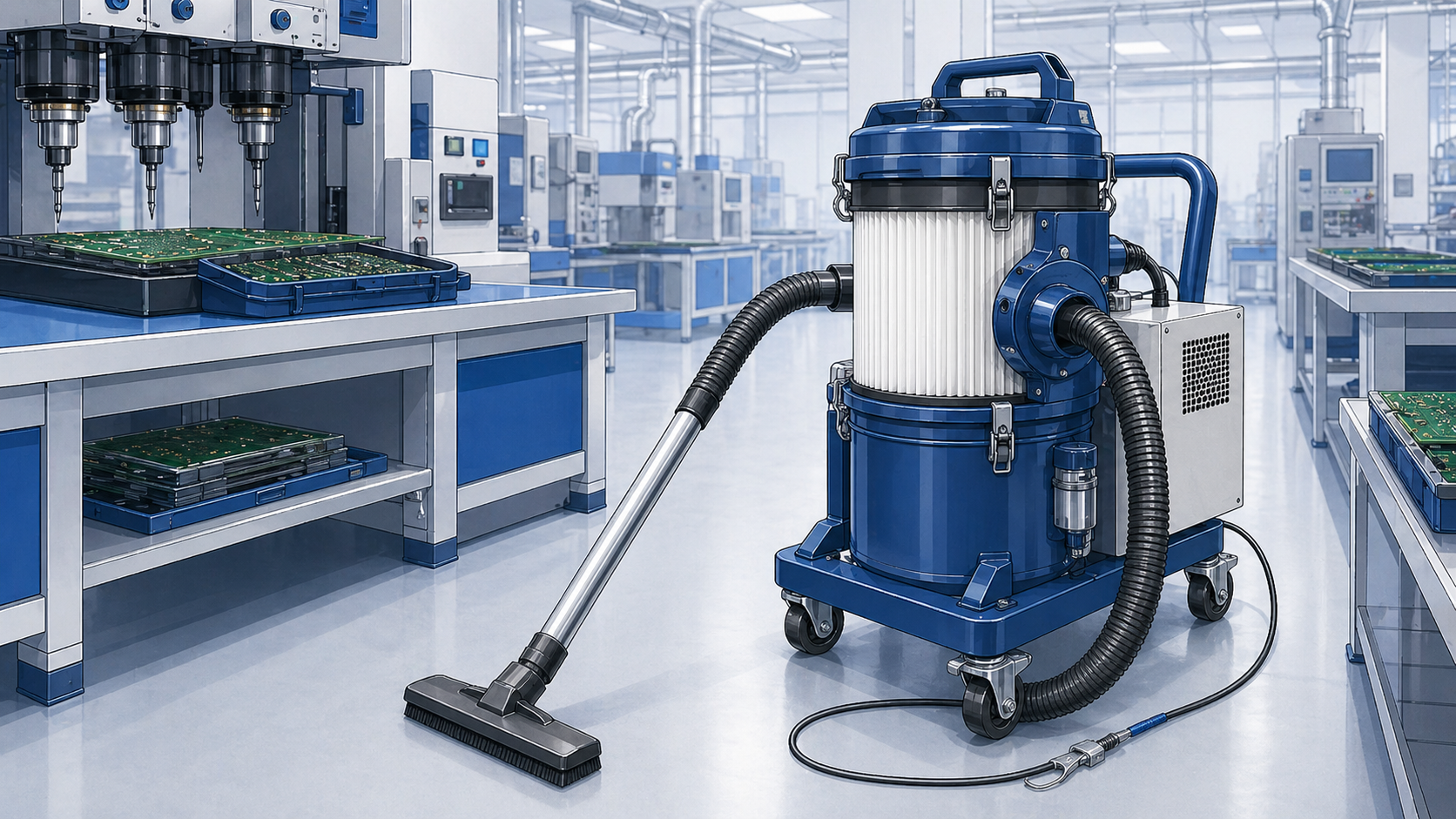 Portable HEPA and ESD-safe vacuum for electronics cleanup