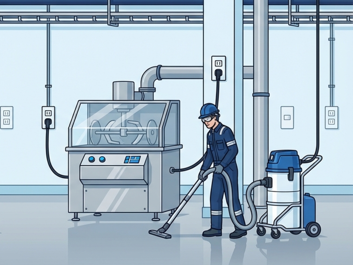 Portable industrial vacuum unit for food plant cleanup