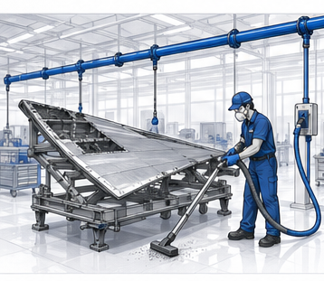 Vacuum systems for FOD-aware aerospace and defense production.