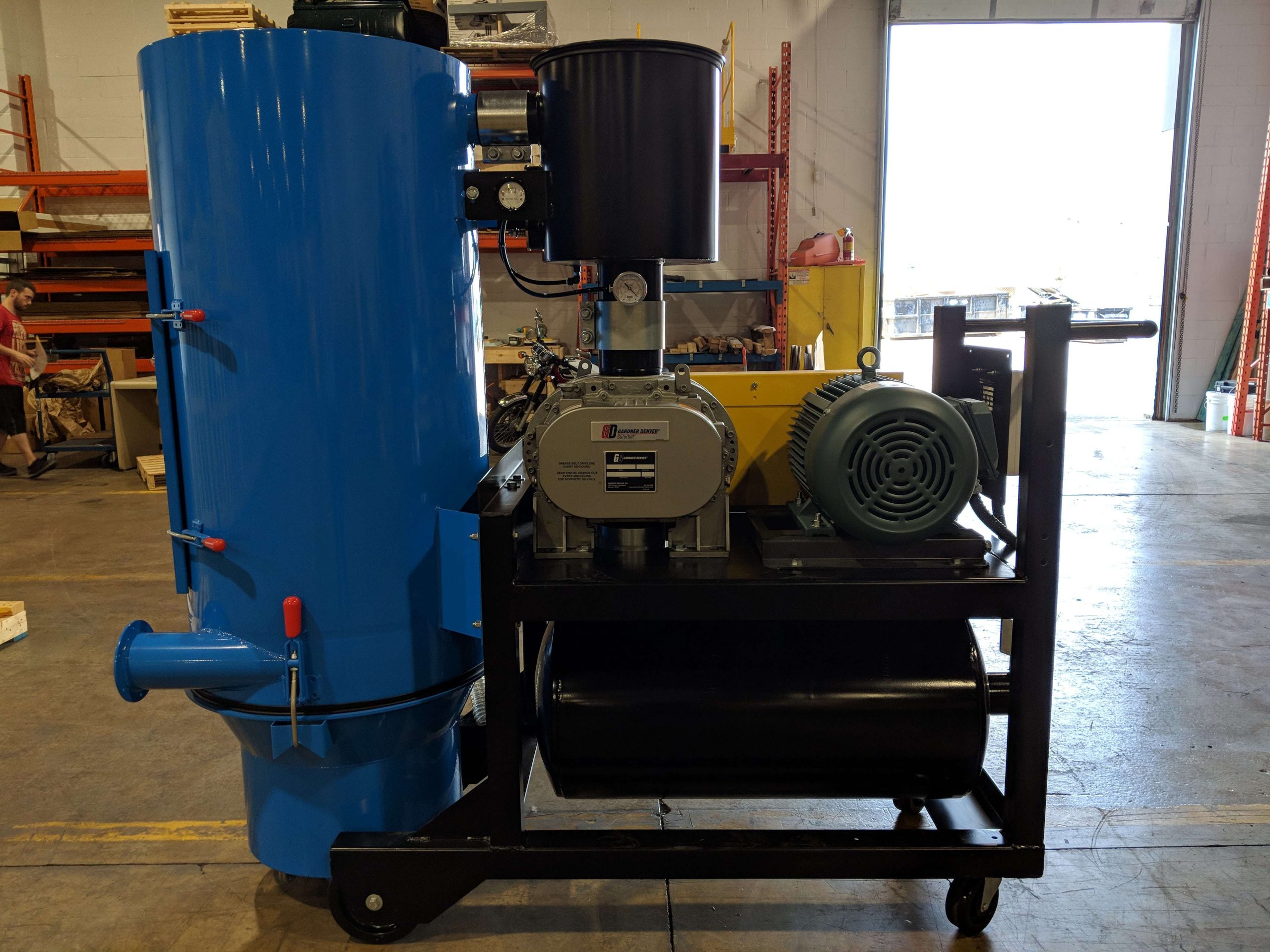 DuroVac DVP industrial vacuum with a positive displacement producer, photographed by DuroVac